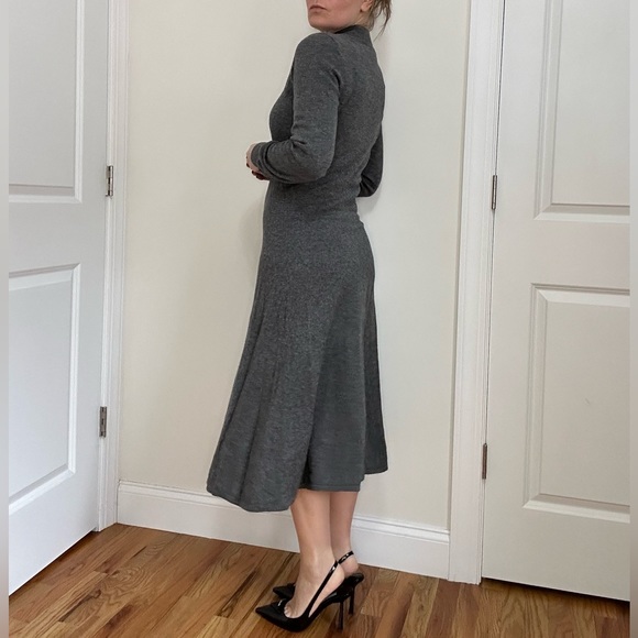 Wool Blend Mid Length Long Sleeve Swing Hem Dress - Picture 3 of 9